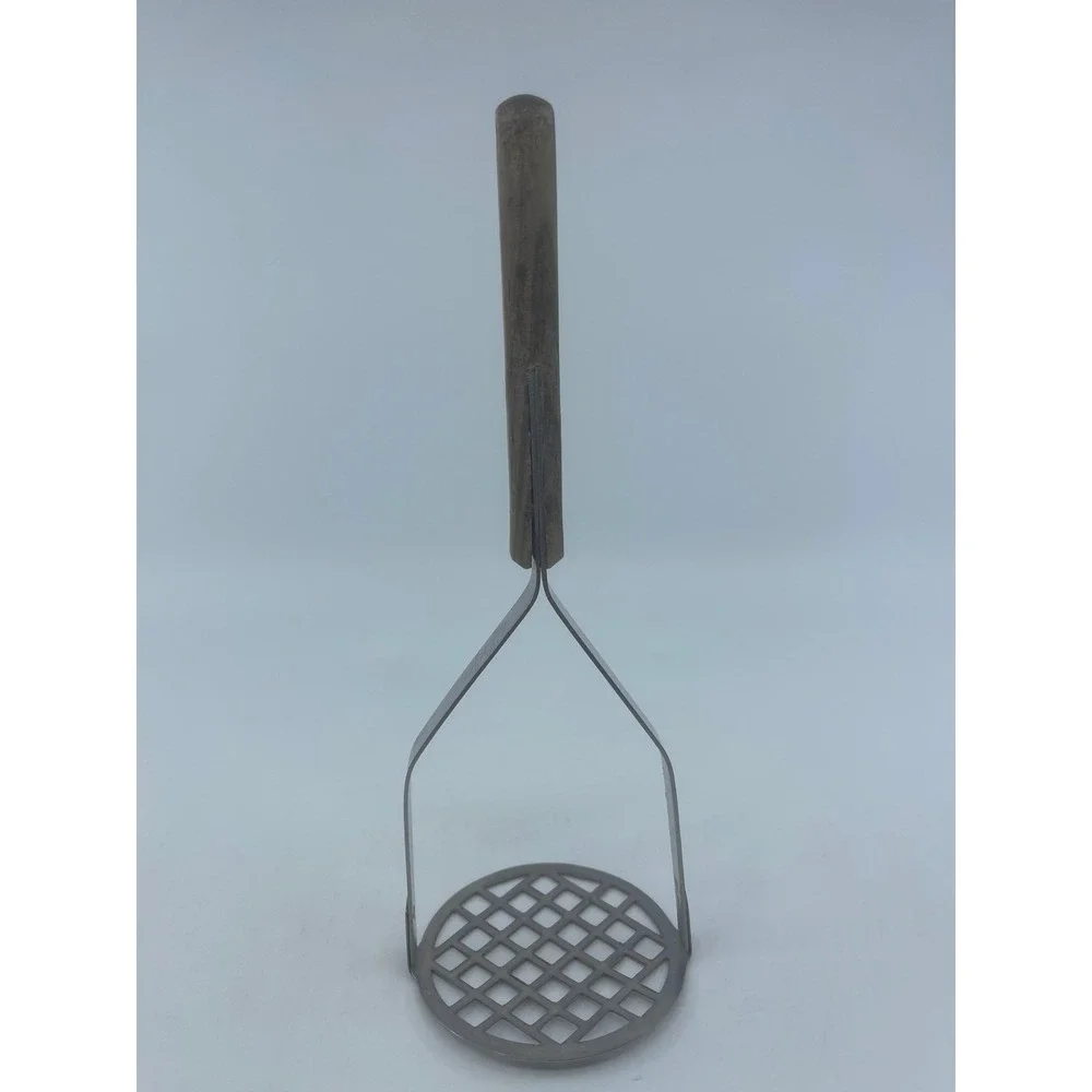 Mar-Crest Vintage Potato Masher Stainless Steel Wood Handle USA Made 9.5 Inch